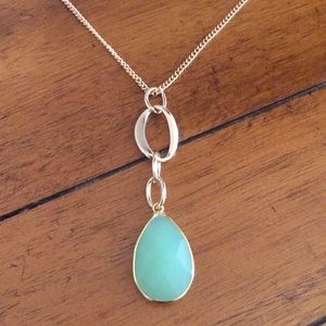 Pale Green Golden Gem Necklace